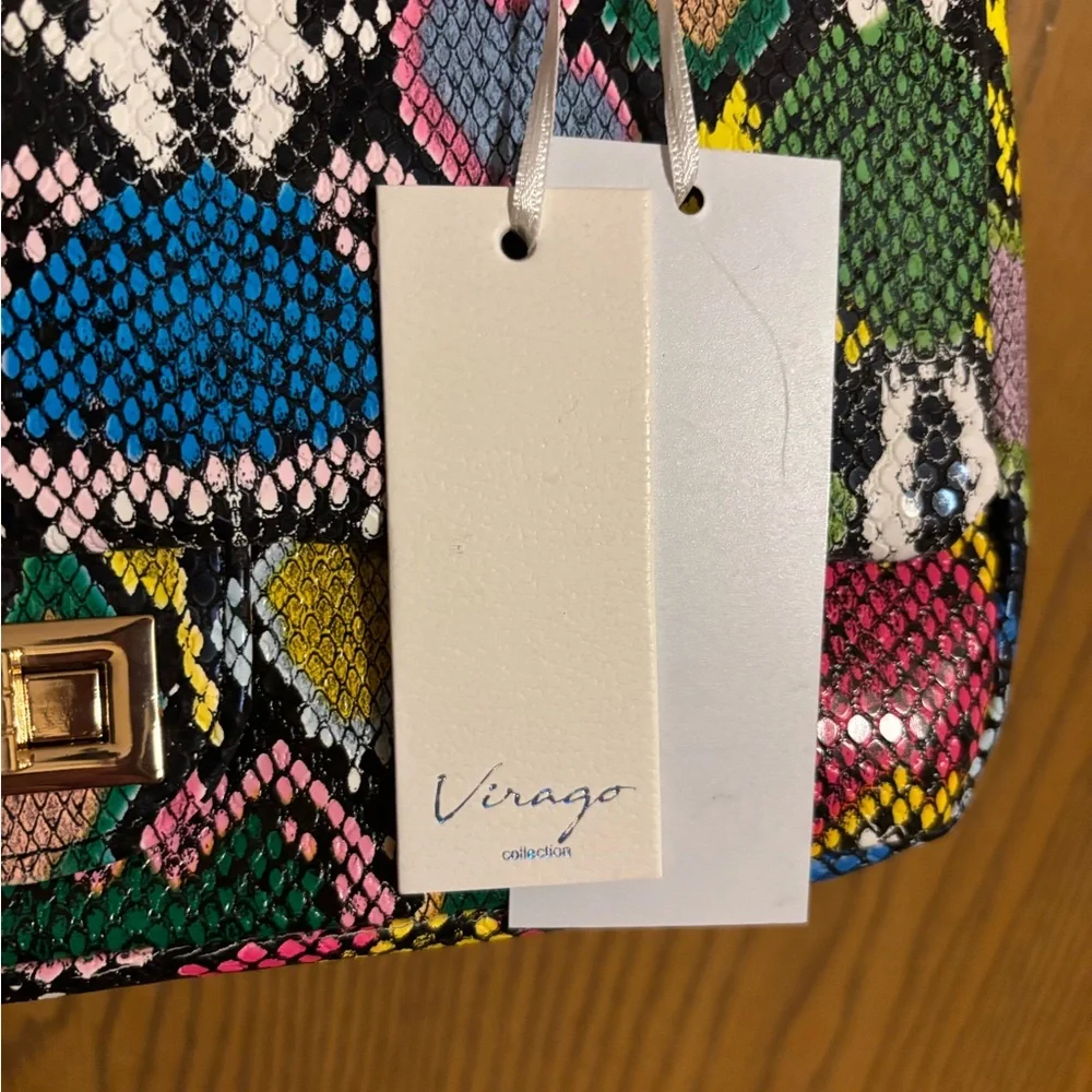 Multicolor Snake Print Women's Purse Bag - Picture 3 of 10